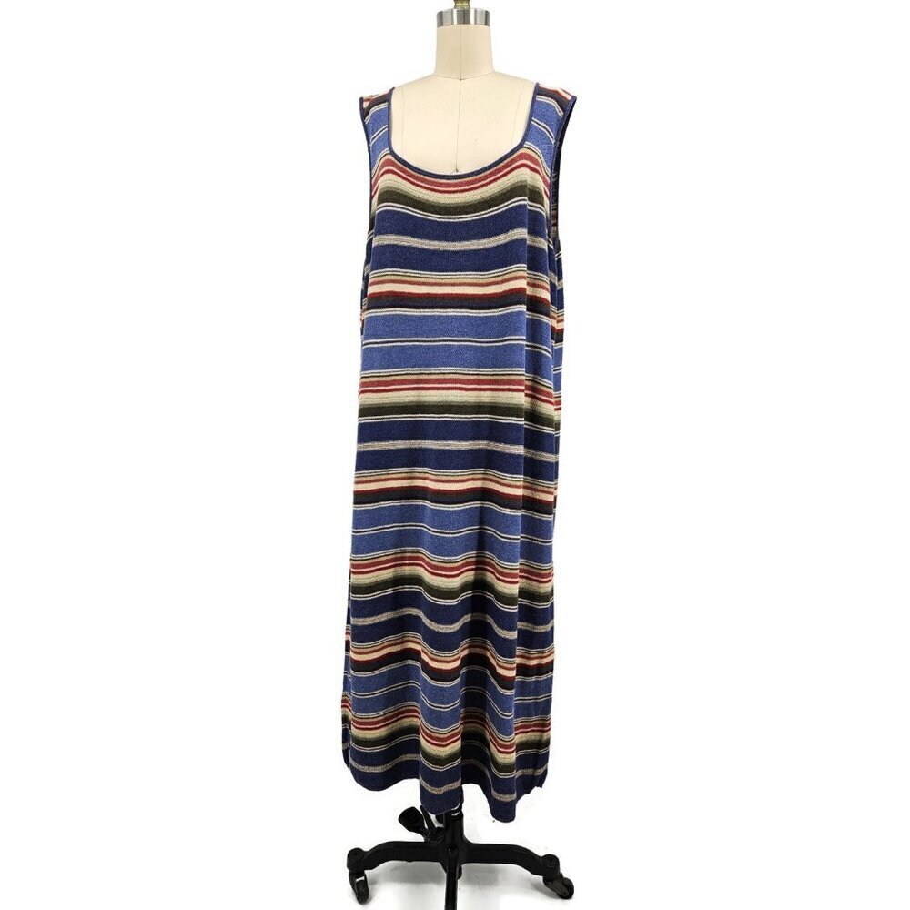 Lauren Ralph Lauren Striped Maxi Tank Dress Womens 3X Linen Cotton